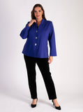 Chic Blue-Violet Ponte Roma Jacket with Gold Stud Fastenings