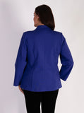 Chic Blue-Violet Ponte Roma Jacket with Gold Stud Fastenings