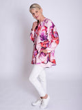 Pink/Fuchsia Tropical Leaf Print Linen Blouse