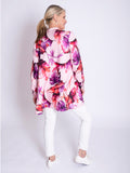Pink/Fuchsia Tropical Leaf Print Linen Blouse