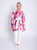 Pink/Fuchsia Tropical Leaf Print Linen Blouse