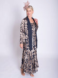 Pewter/Gold Cascading Leaf Devoree Dress with Applique Detail