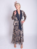 Pewter/Gold Cascading Leaf Devoree Dress with Applique Detail