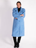 Cornflower Blue Soft Textured Wool Mix Coat - Black Friday Promotion