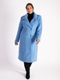 Cornflower Blue Soft Textured Wool Mix Coat - Black Friday Promotion