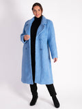 Cornflower Blue Soft Textured Wool Mix Coat - Black Friday Promotion