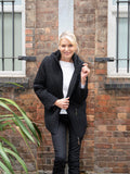 Black Cable Embroidered Quilted Coat