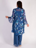 Bluebird Floral Print Silk Devore Swing Jacket with Split Cuff Detail