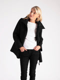 Black Cable Embroidered Quilted Coat