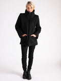 Black Cable Embroidered Quilted Coat