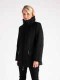 Black Cable Embroidered Quilted Coat