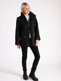 Black Cable Embroidered Quilted Coat
