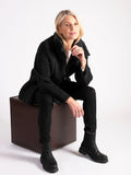 Black Cable Embroidered Quilted Coat