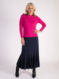 Navy Scuba Crepe Twelve Panel Skirt
