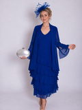 Cobalt Chiffon Swing Jacket with Split Cuff Detail