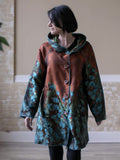 Rust & Teal Floral Piped Reversible Raincoat