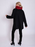 Red/Black Reversible Short Raincoat with Pleated Hood