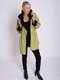 Lime/Black Reversible Short Raincoat with Pleated Hood
