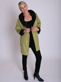 Lime/Black Reversible Short Raincoat with Pleated Hood