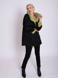 Lime/Black Reversible Short Raincoat with Pleated Hood