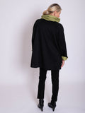 Lime/Black Reversible Short Raincoat with Pleated Hood