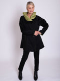 Lime/Black Reversible Short Raincoat with Pleated Hood