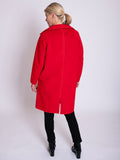 Red Wool Blend Coat with Asymmetric Shawl Collar