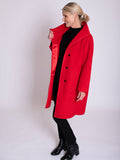 Red Wool Blend Coat with Asymmetric Shawl Collar