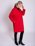 Red Wool Blend Coat with Asymmetric Shawl Collar