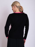 Black/Pink Pannelled Jumper with Diamanté Stripe Detail