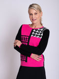 Black/Pink Pannelled Jumper with Diamanté Stripe Detail