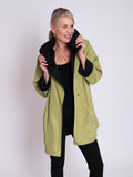 Lime/Black Reversible Short Raincoat with Pleated Hood
