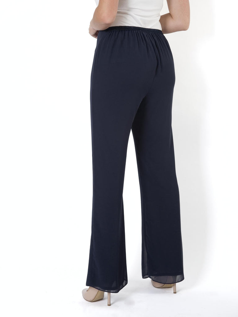 Dark Navy Chiffon Trousers | Chesca Direct