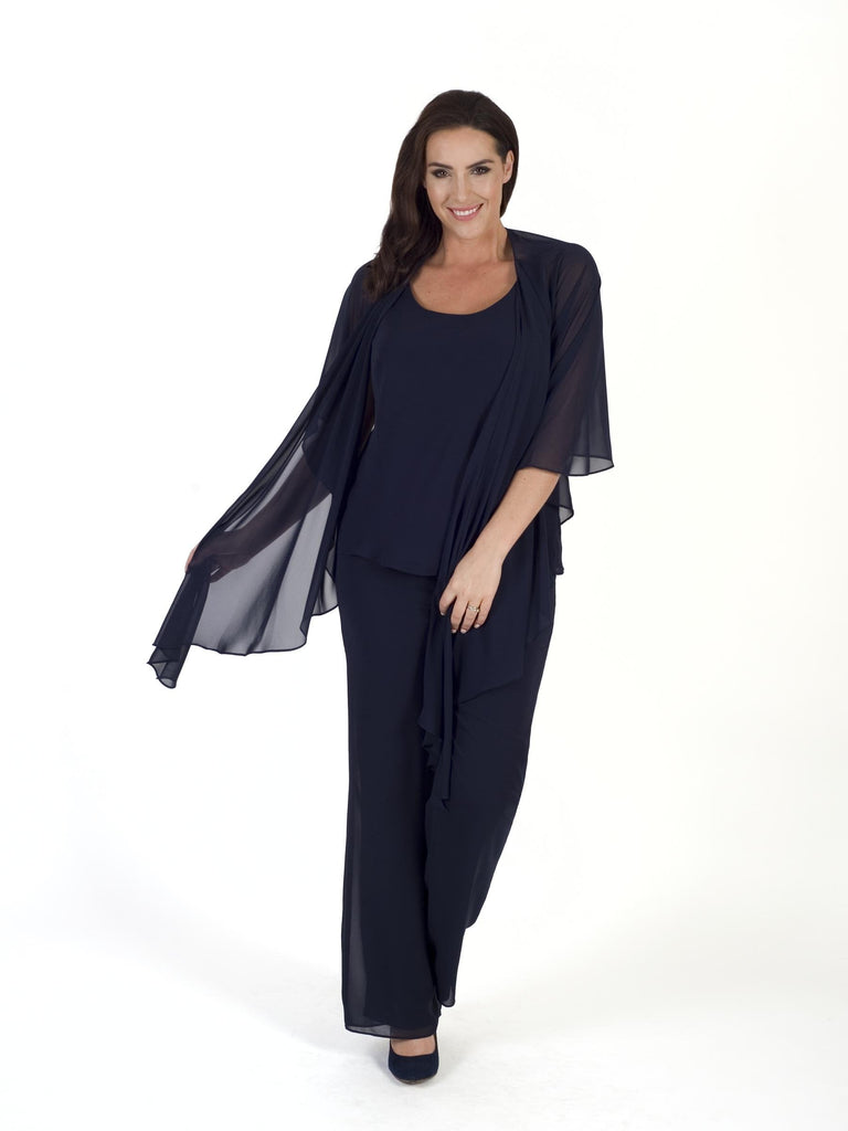 One Shoulder CASCADE SKIRT Chiffon Gowns Dark Navy main image 1