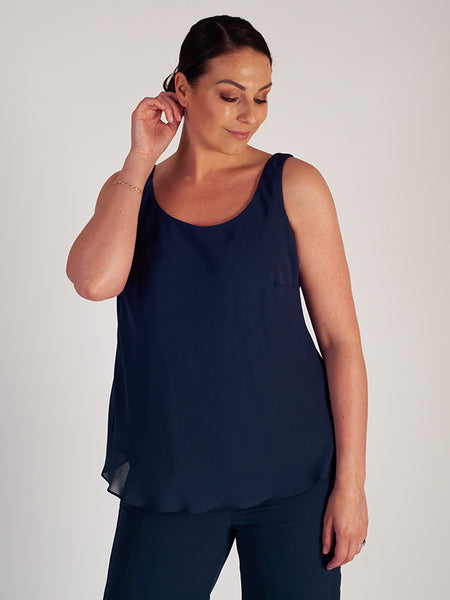 Dark Navy Chiffon Camisole