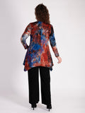 Black/Cobalt/Copper Lace Batik Burnout Jersey Cardigan