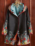 Black Floral Print Reversible Raincoat