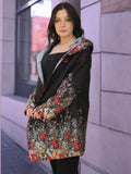 Black Floral Print Reversible Raincoat