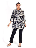 Navy/Grey/White Abstract Print Jersey Coat