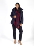 Navy Cable Embroidered Quilted Coat