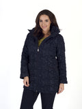 Navy Bonfire Emb Quilted Coat