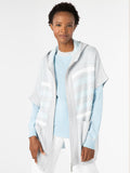 Grey/White Stripe S/L Zip Cotton and Cashmere Blend Hoodie