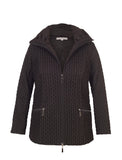 Black Cable Emb Quilt Coat