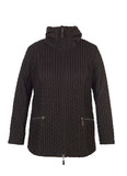 Black Cable Emb Quilt Coat