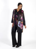 Pink Floral Placement Edge to Edge Lined Satin Coat