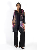 Floral Placement Edge to Edge Lined Satin Coat