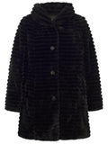 Black Faux Fur Lined Reversible Coat