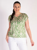 Sand/Emerald Graphical Wave Print Top