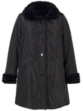 Black Faux Fur Lined Reversible Coat