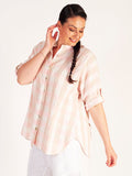 Pink Check Roll Up Sleeve Shirt